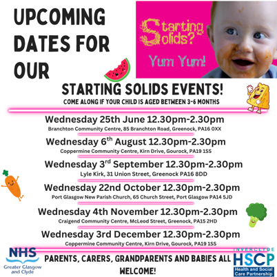 Dates for the Starting solids events from June 2025